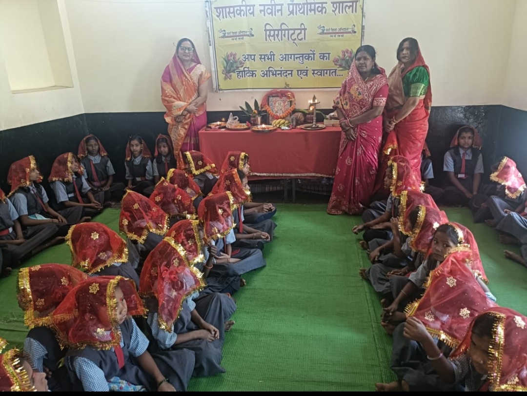 नवीन प्राथमिक शाला सिर गिट्टी में चैत्र नवरात्रि पर 81 कन्याओं का किया गया पूजन